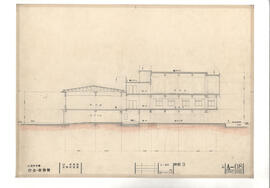 大島町役場　庁舎・図書館; 資料名称:断面 3; 縮尺:1:100