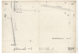 大島町立第三中学校・体育館; 資料名称:2通りcon壁袖出し図; 縮尺:1:30