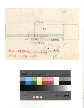 [大島町立第三中学校・体育館]; 資料名称:屋根と擁壁の間のﾊﾟｲﾌﾟ納り